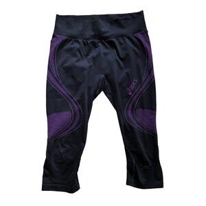 Asics Studio Fit Sana‎ Seamless Capri Crop Leggings Size M Women Black Purple